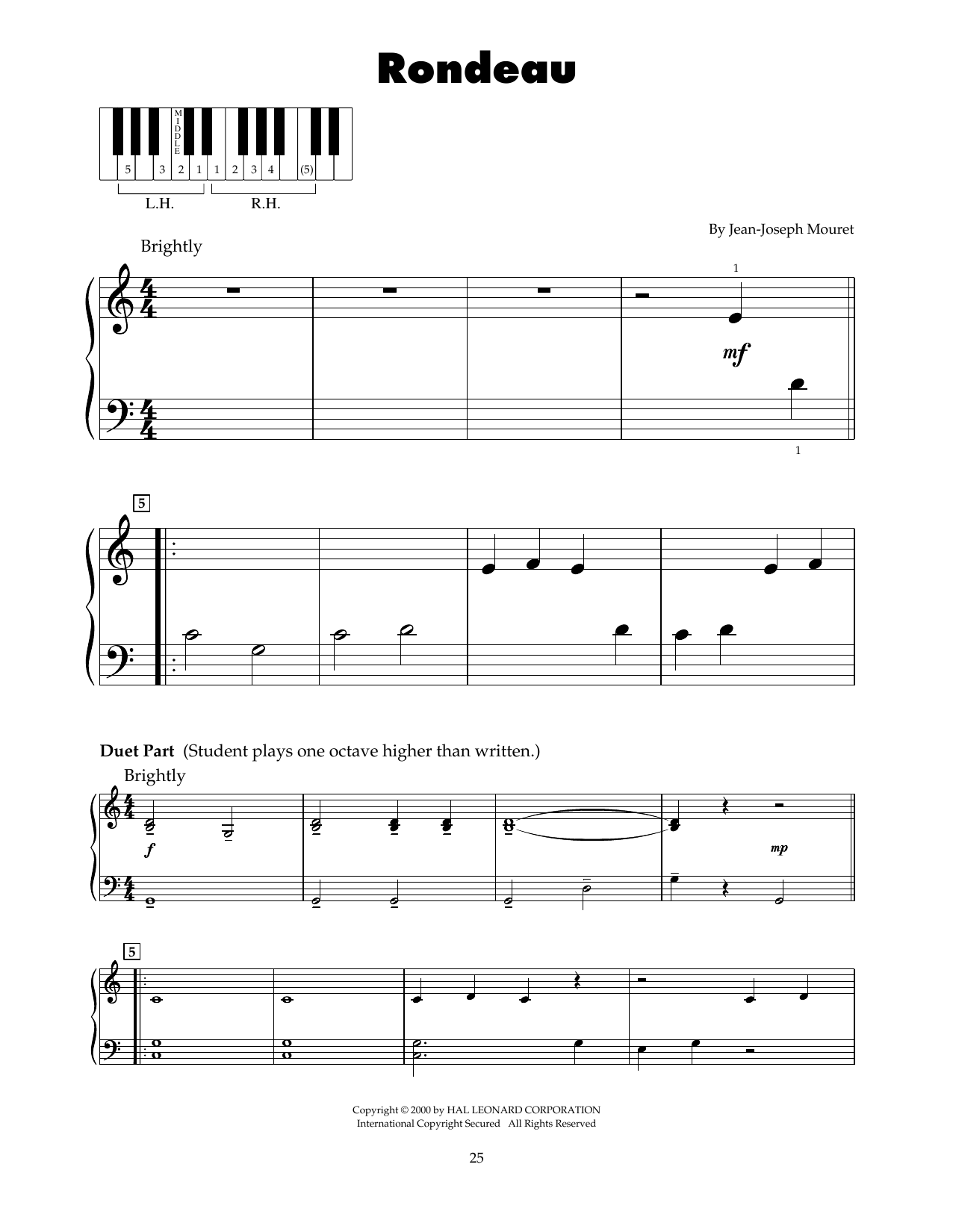 Jean-Joseph Mouret Fanfare Rondeau (arr. Carol Klose) sheet music notes and chords arranged for 5-Finger Piano
