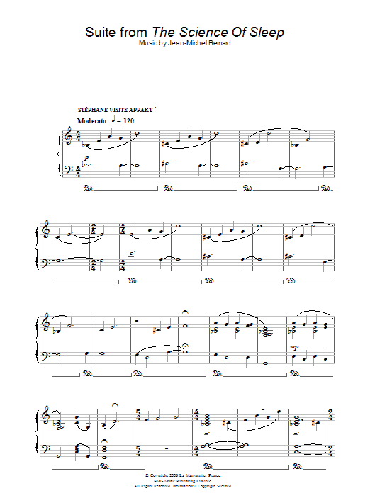 Jean-Michel Bernard Suite (from The Science Of Sleep) sheet music notes and chords arranged for Piano Solo