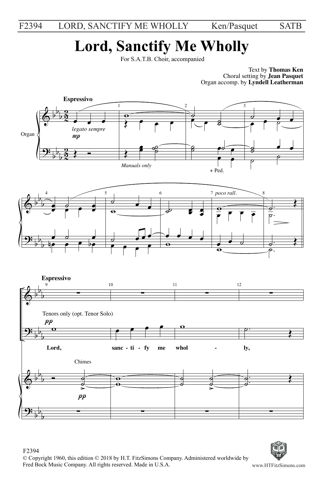 Jean Pasquet Lord, Sanctify Me Wholly sheet music notes and chords arranged for SATB Choir