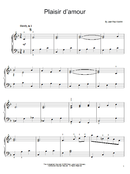 Jean-Paul Martini Plaisir D'Amour sheet music notes and chords arranged for Lead Sheet / Fake Book