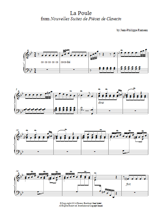 Jean-Philippe Rameau La Poule From Nouvelles Suites De Pieces De Clavecin sheet music notes and chords arranged for Piano Solo
