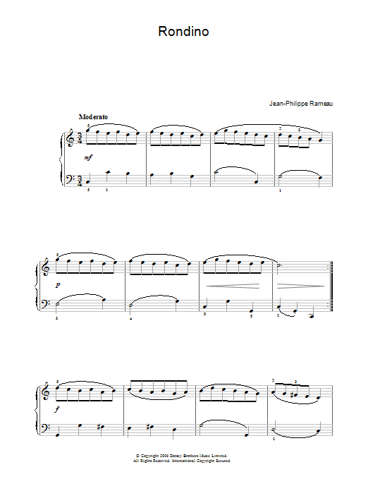 Jean-Philippe Rameau Rondino sheet music notes and chords arranged for Guitar Tab