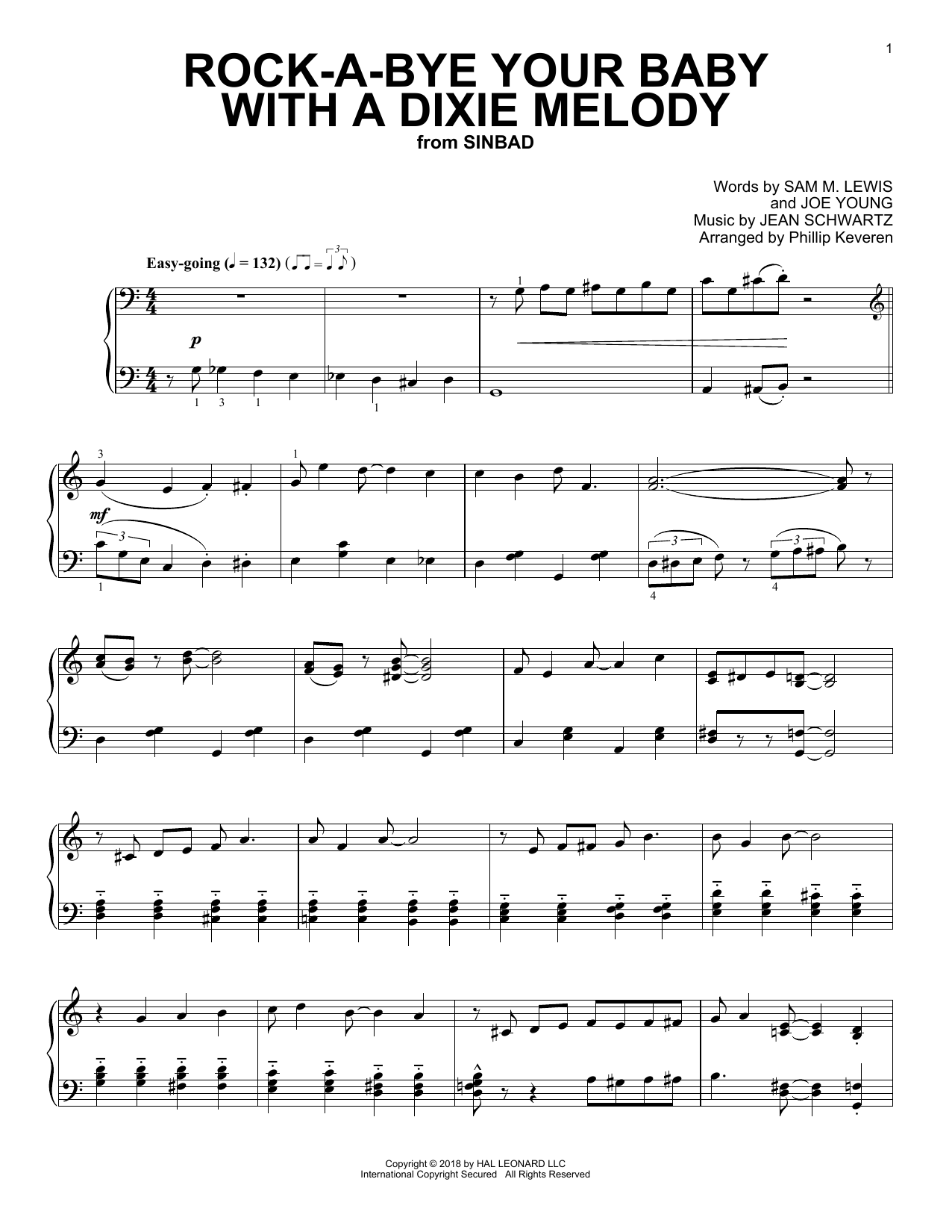 Jean Schwartz Rock-A-Bye Your Baby With A Dixie Melody [Jazz version] (arr. Phillip Keveren) sheet music notes and chords arranged for Piano Solo