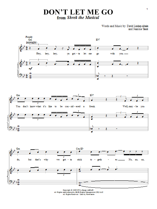Jeanine Tesori Don't Let Me Go sheet music notes and chords arranged for Piano & Vocal