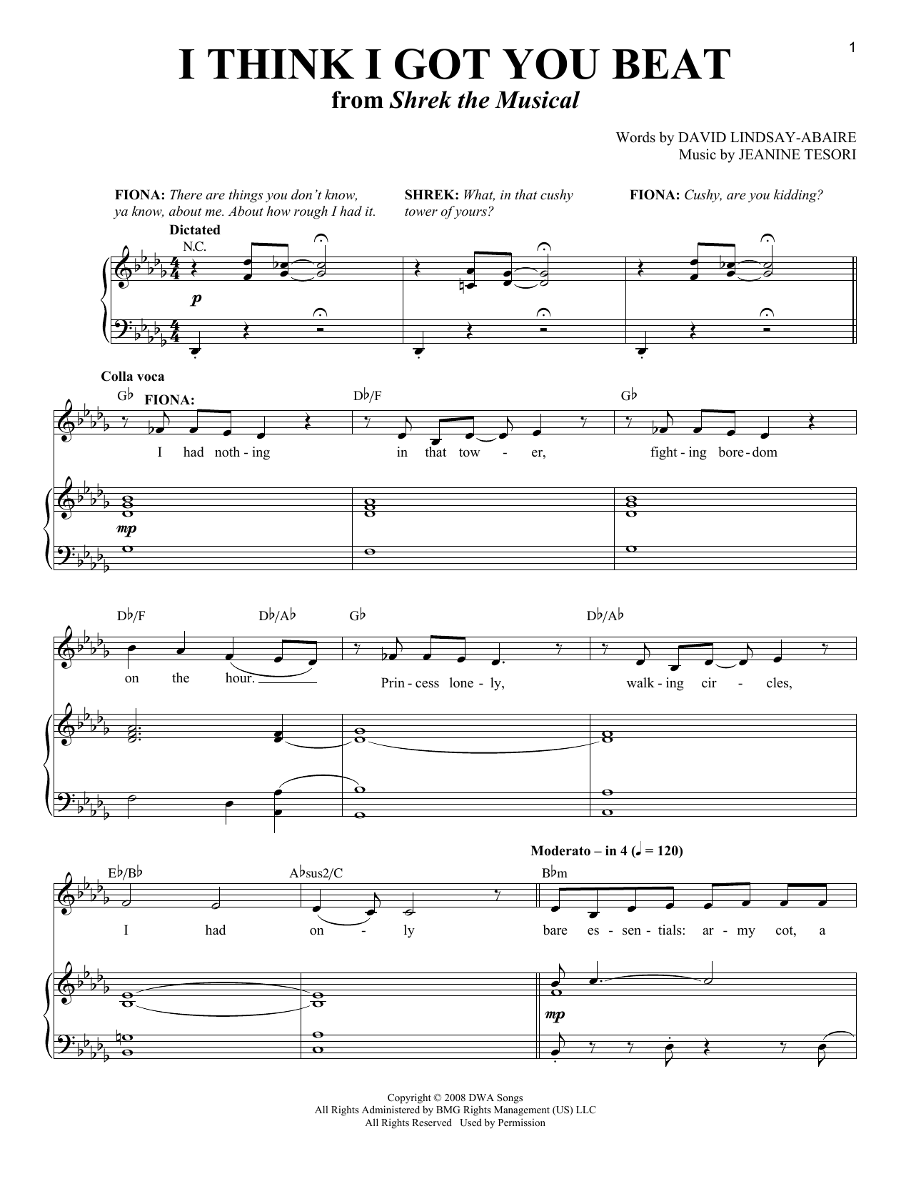 Jeanine Tesori I Think I Got You Beat sheet music notes and chords arranged for Vocal Duet