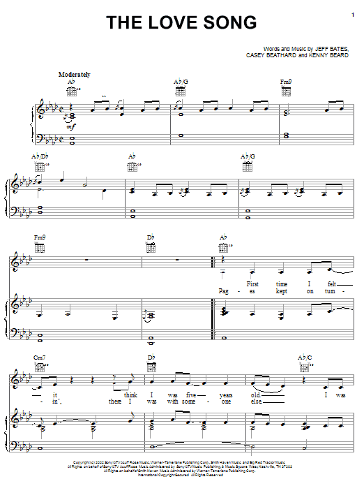 Jeff Bates The Love Song sheet music notes and chords arranged for Piano, Vocal & Guitar Chords (Right-Hand Melody)