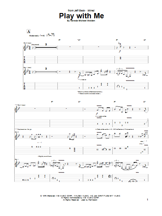 Jeff Beck Play With Me sheet music notes and chords arranged for Guitar Tab