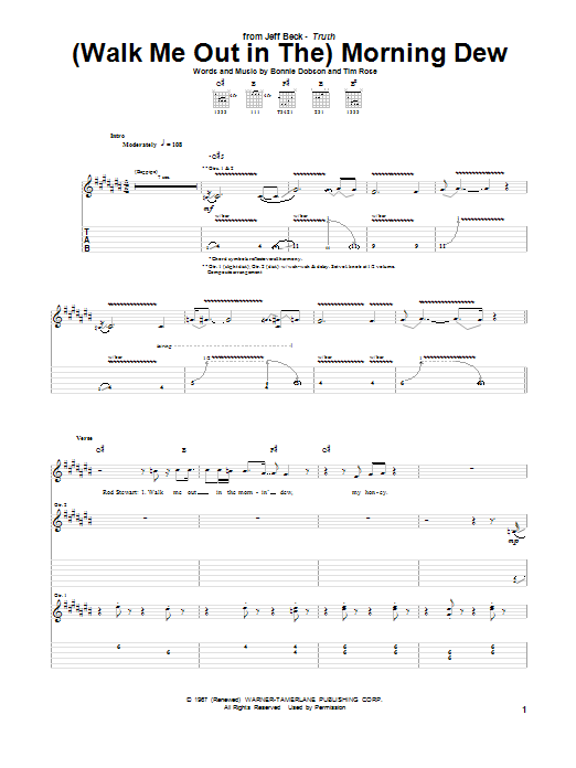 Jeff Beck (Walk Me Out In The) Morning Dew sheet music notes and chords arranged for Guitar Tab