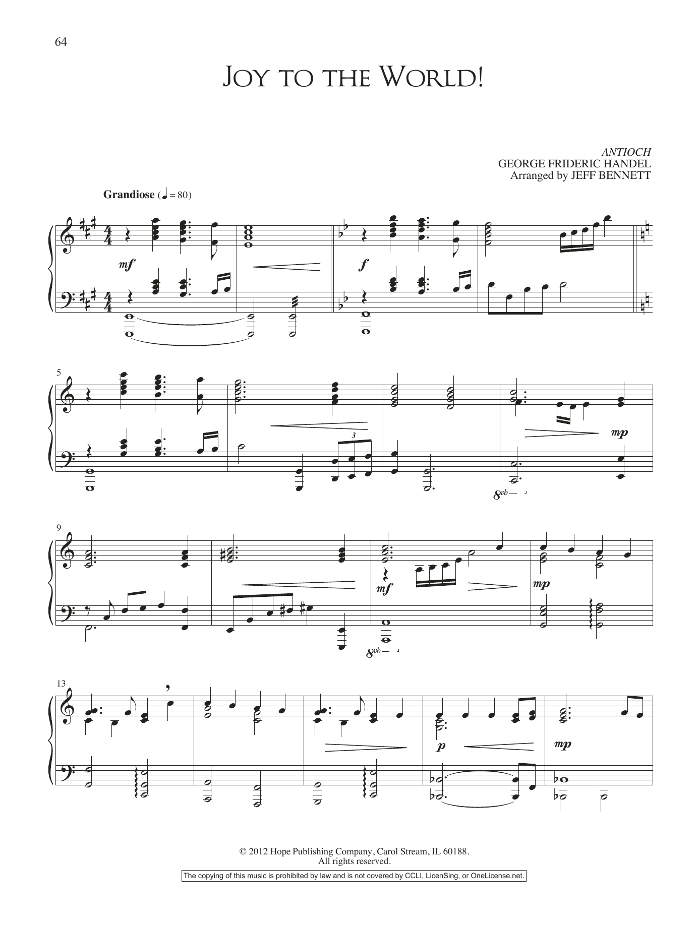 Jeff Bennett Joy to the World! sheet music notes and chords arranged for Piano Solo