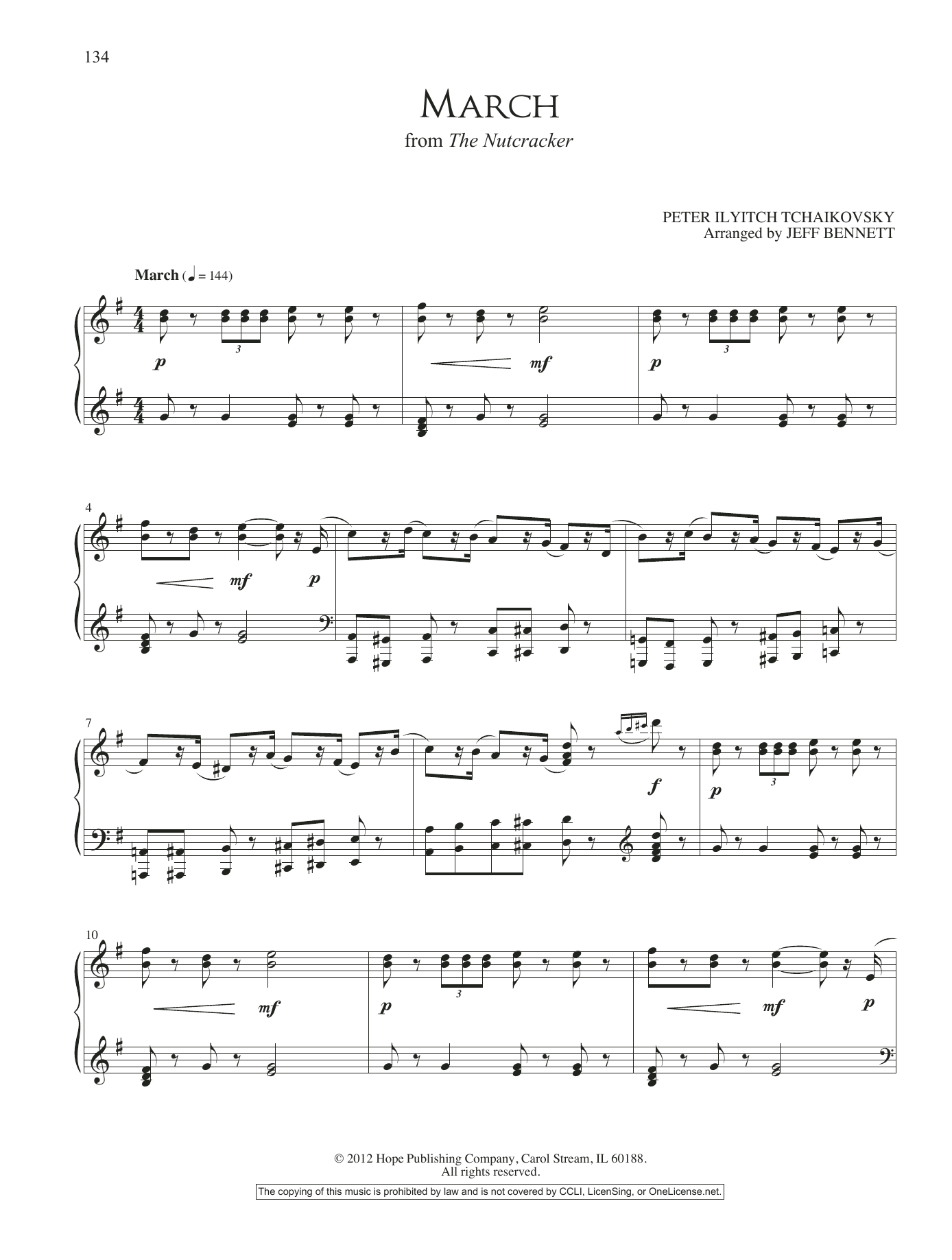 Jeff Bennett March (from The Nutcracker) sheet music notes and chords arranged for Piano Solo