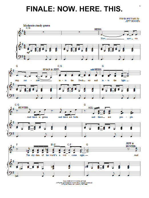 Jeff Bowen Finale: Now. Here. This. sheet music notes and chords arranged for Piano, Vocal & Guitar Chords (Right-Hand Melody)