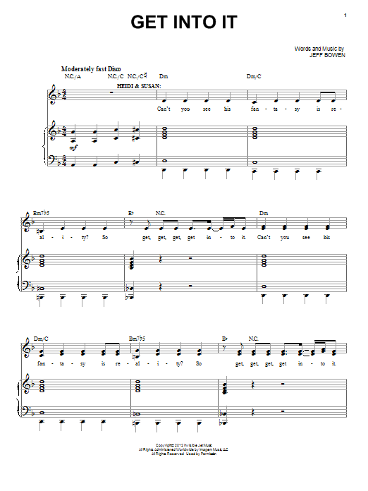 Jeff Bowen Get Into It sheet music notes and chords arranged for Piano, Vocal & Guitar Chords (Right-Hand Melody)