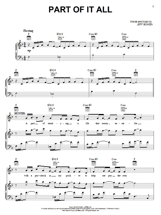 Jeff Bowen Part Of It All sheet music notes and chords arranged for Piano, Vocal & Guitar Chords (Right-Hand Melody)