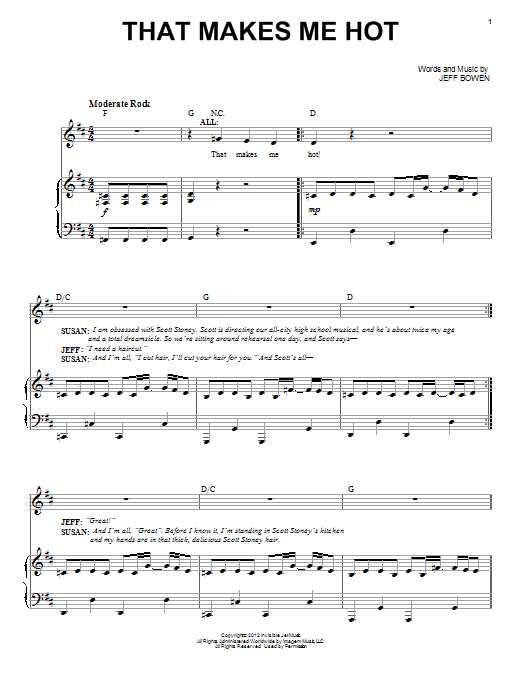 Jeff Bowen That Makes Me Hot sheet music notes and chords arranged for Piano, Vocal & Guitar Chords (Right-Hand Melody)
