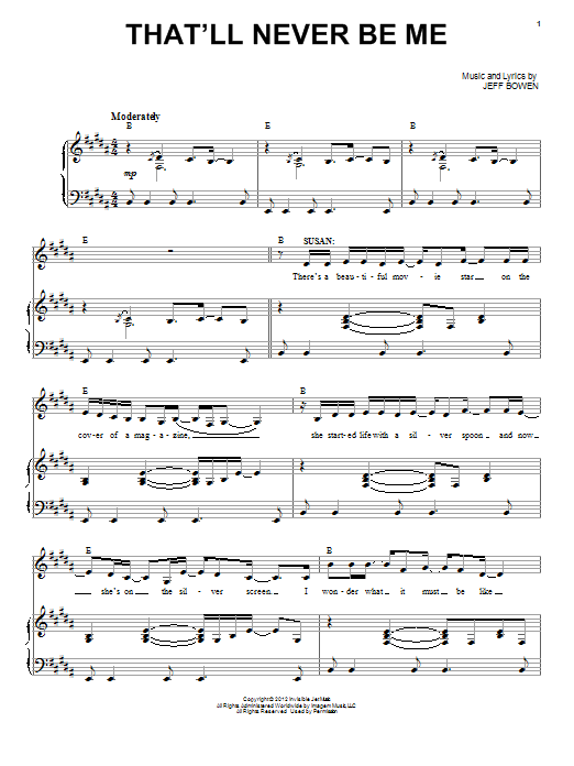 Jeff Bowen That'll Never Be Me (Duet) sheet music notes and chords arranged for Piano & Vocal