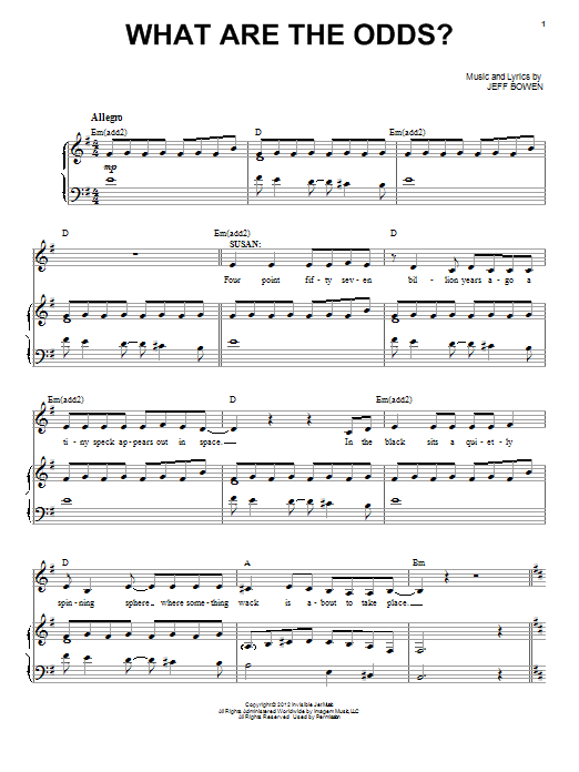 Jeff Bowen What Are The Odds? sheet music notes and chords arranged for Piano & Vocal