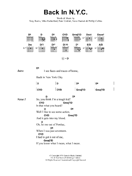 Jeff Buckley Back In N.Y.C. sheet music notes and chords arranged for Guitar Chords/Lyrics