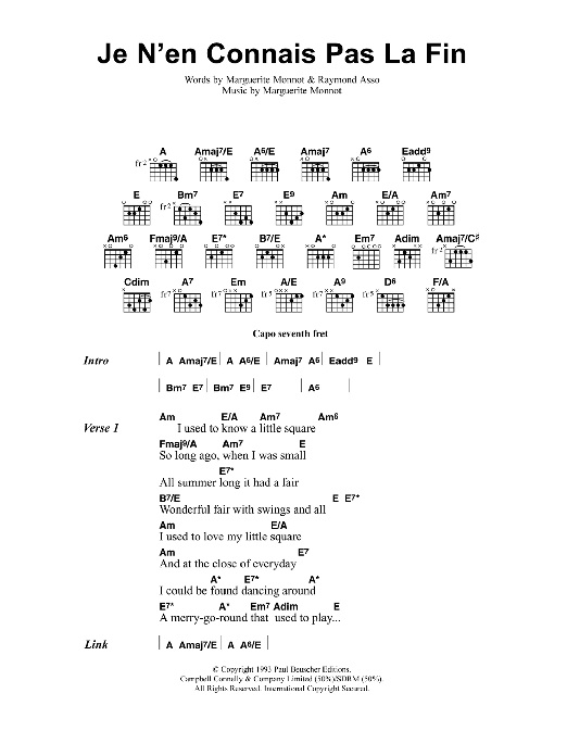 Jeff Buckley Je N'en Connais Pas La Fin sheet music notes and chords arranged for Guitar Chords/Lyrics