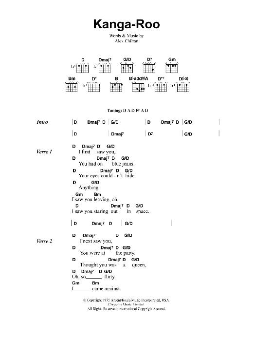 Jeff Buckley Kangaroo sheet music notes and chords arranged for Guitar Chords/Lyrics