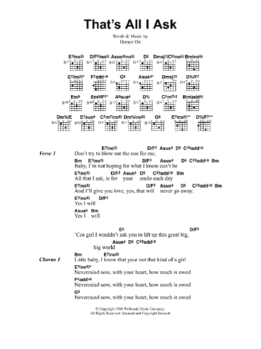 Jeff Buckley That's All I Ask sheet music notes and chords arranged for Guitar Chords/Lyrics