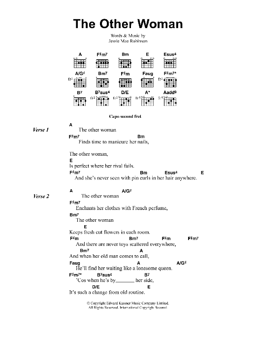 Jeff Buckley The Other Woman sheet music notes and chords arranged for Guitar Chords/Lyrics
