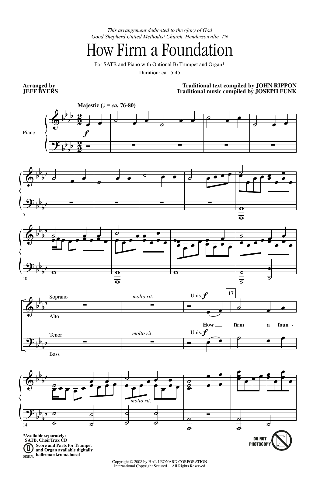 Jeff Byers How Firm a Foundation sheet music notes and chords arranged for SATB Choir