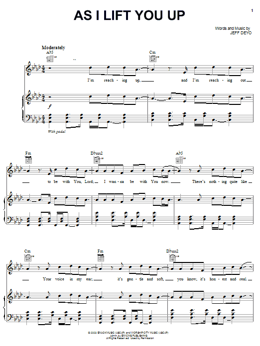 Jeff Deyo As I Lift You Up sheet music notes and chords arranged for Piano, Vocal & Guitar Chords (Right-Hand Melody)