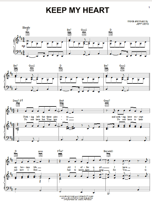 Jeff Deyo Keep My Heart sheet music notes and chords arranged for Piano, Vocal & Guitar Chords (Right-Hand Melody)