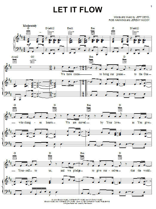 Jeff Deyo Let It Flow sheet music notes and chords arranged for Piano, Vocal & Guitar Chords (Right-Hand Melody)