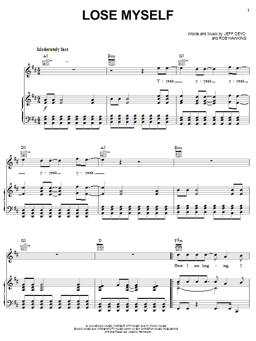 Jeff Deyo Lose Myself sheet music notes and chords arranged for Piano, Vocal & Guitar Chords (Right-Hand Melody)