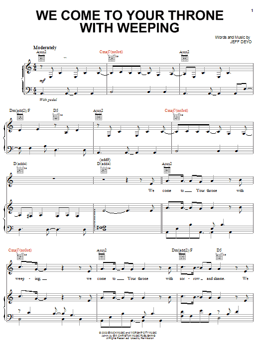 Jeff Deyo We Come To Your Throne sheet music notes and chords arranged for Piano, Vocal & Guitar Chords (Right-Hand Melody)