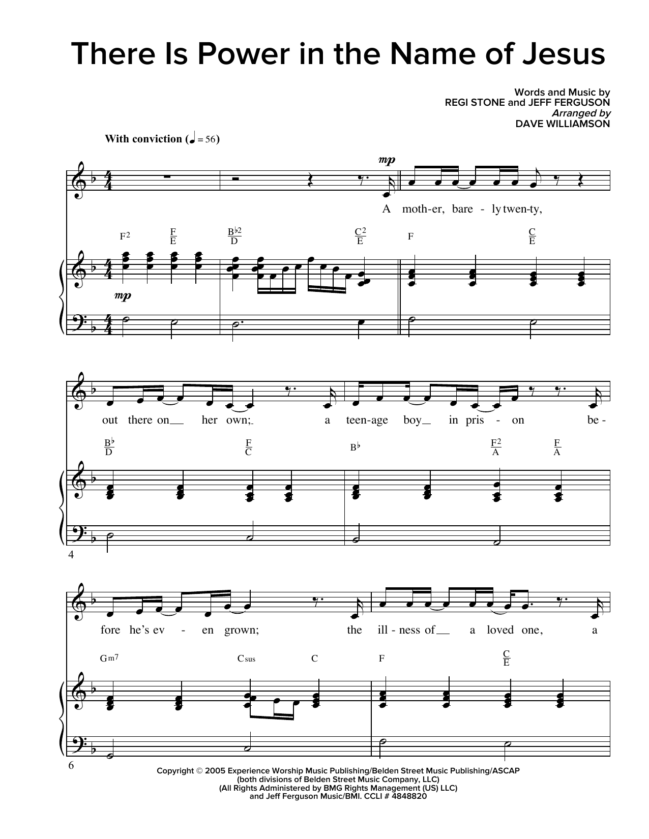 Jeff Ferguson There Is Power In The Name Of Jesus sheet music notes and chords arranged for Piano & Vocal