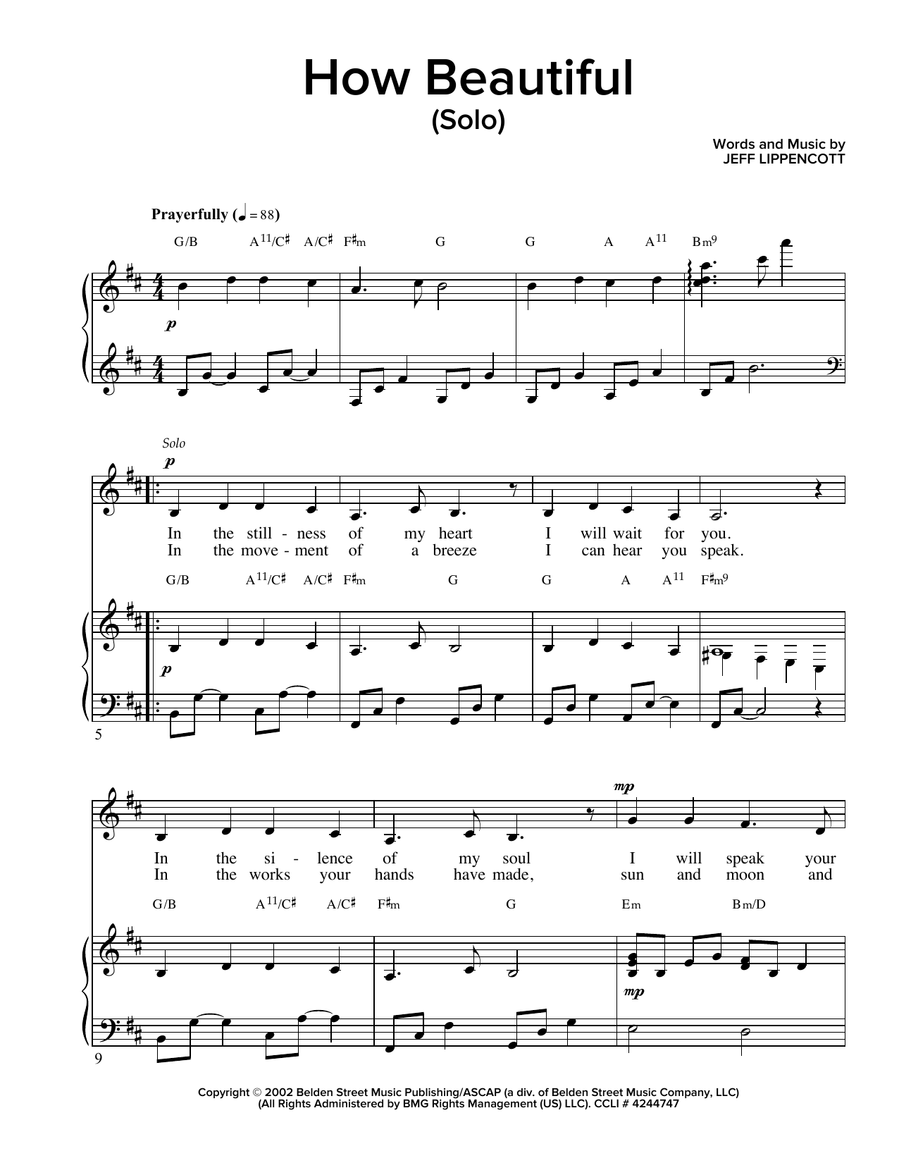 Jeff Lippincott How Beautiful sheet music notes and chords arranged for Piano & Vocal