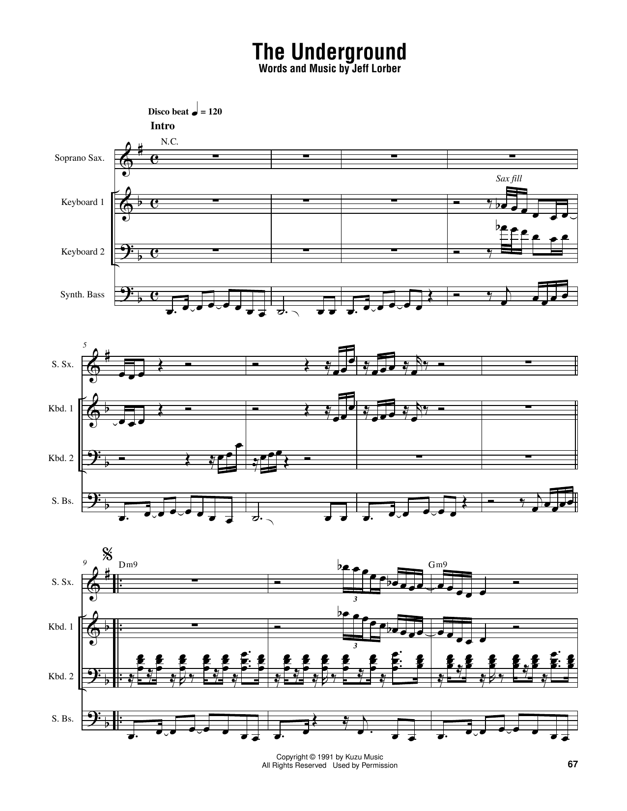 Jeff Lorber The Underground sheet music notes and chords arranged for Piano Transcription
