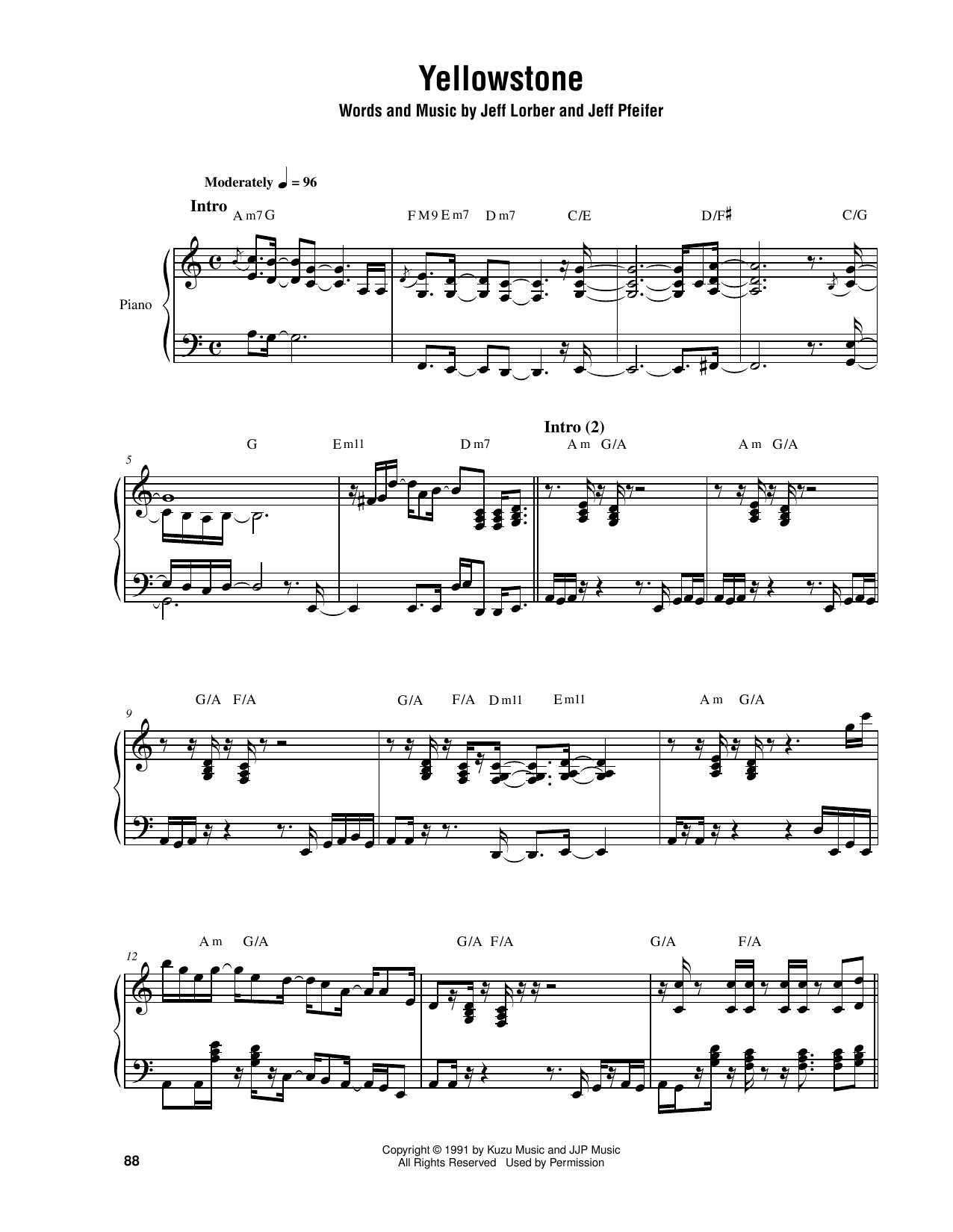 Jeff Lorber Yellowstone sheet music notes and chords arranged for Piano Transcription