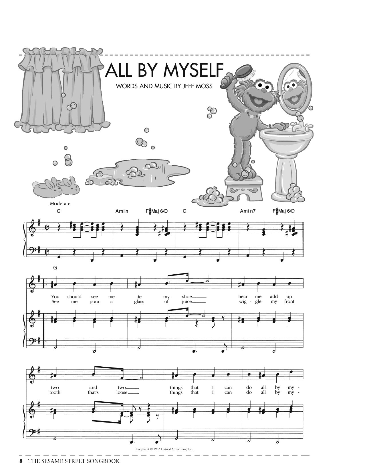 Jeff Moss All By Myself (from Sesame Street) sheet music notes and chords arranged for Piano, Vocal & Guitar Chords (Right-Hand Melody)
