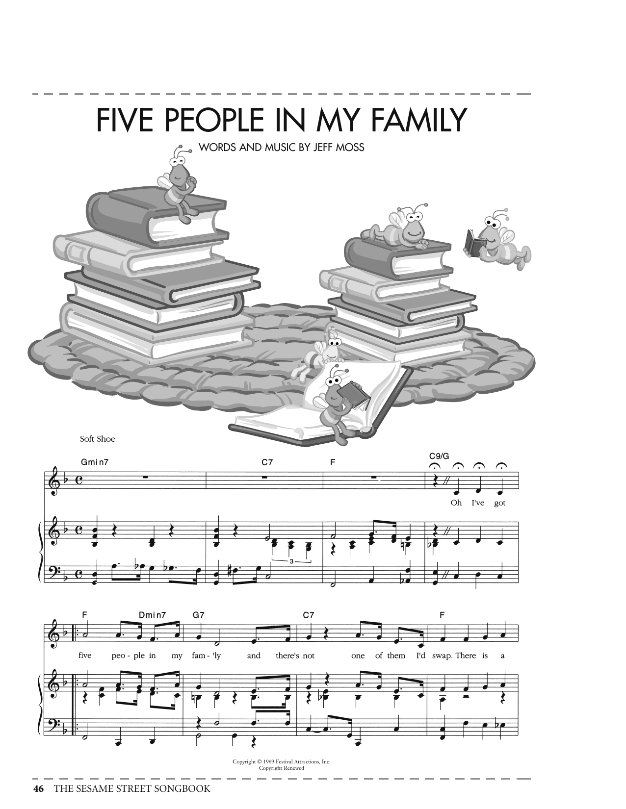 Jeff Moss Five People In My Family (from Sesame Street) sheet music notes and chords arranged for Piano, Vocal & Guitar Chords (Right-Hand Melody)