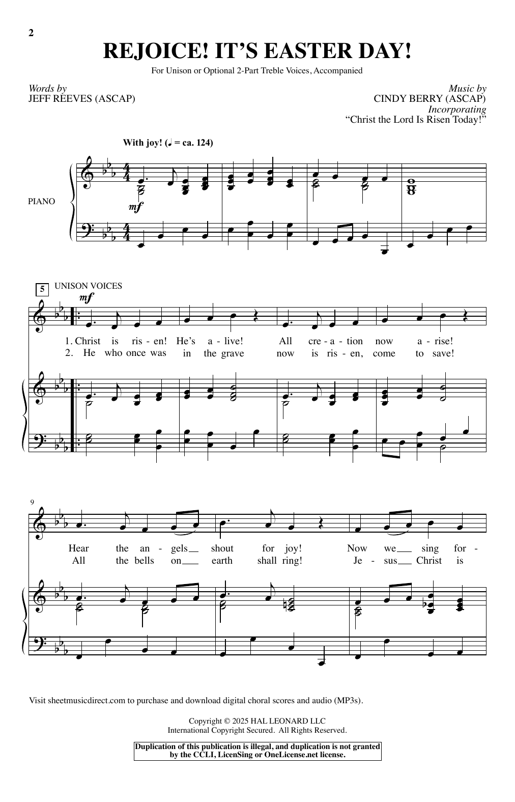 Jeff Reeves and Cindy Berry Rejoice! It's Easter Day! sheet music notes and chords arranged for Choir