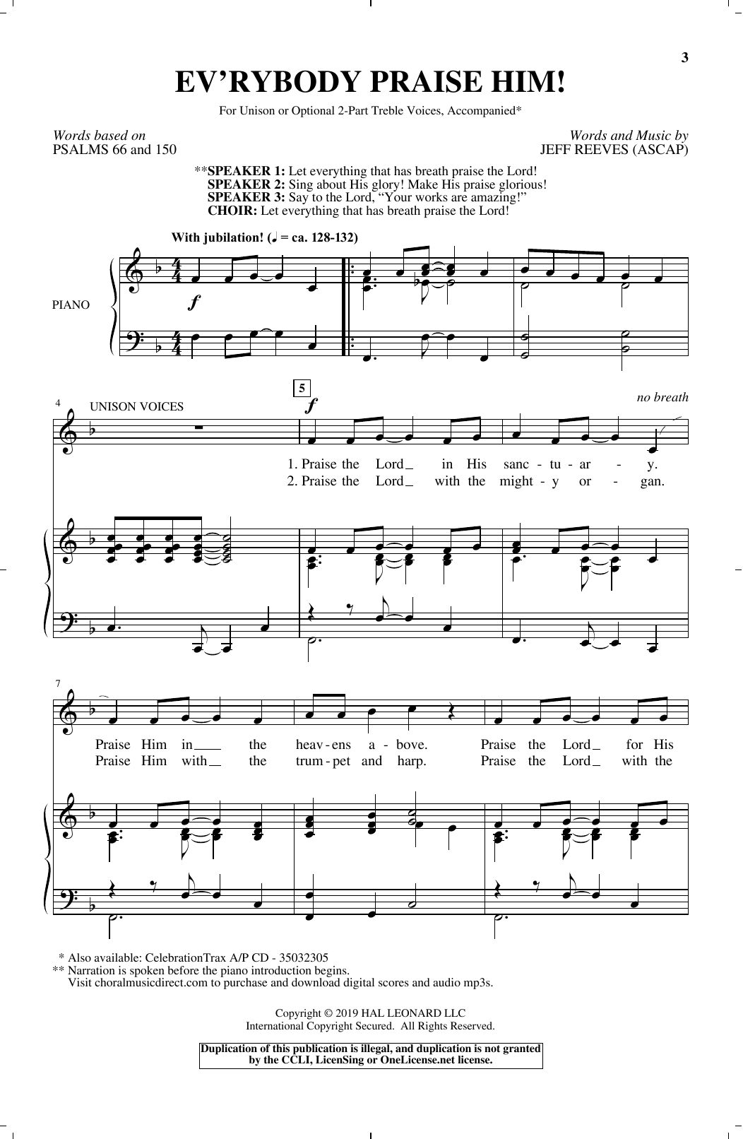 Jeff Reeves Ev'rybody Praise Him! sheet music notes and chords arranged for 2-Part Choir