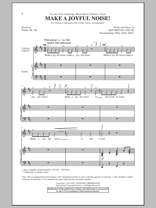 Jeff Reeves Make A Joyful Noise sheet music notes and chords arranged for Unison Choir