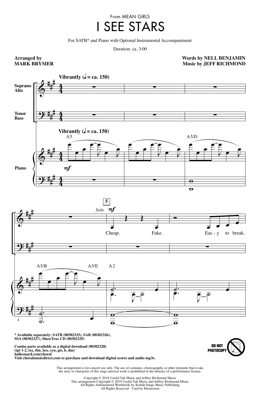 Jeff Richmond & Nell Benjamin I See Stars (from Mean Girls: The Broadway Musical) (arr. Mark Brymer) sheet music notes and chords arranged for SAB Choir