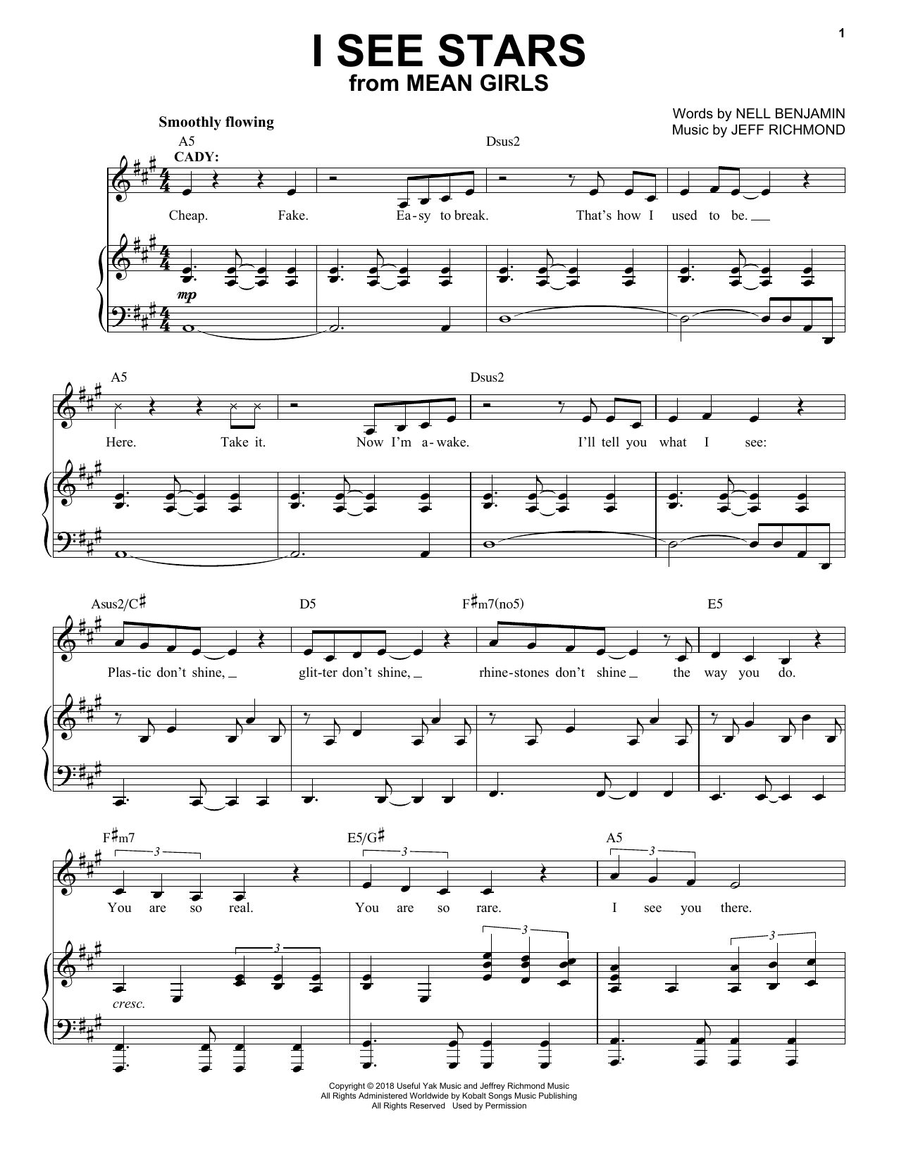 Jeff Richmond & Nell Benjamin I See Stars (from Mean Girls: The Broadway Musical) sheet music notes and chords arranged for Easy Piano