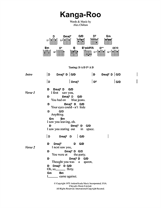 Jeff Buckley Kangaroo sheet music notes and chords arranged for Guitar Chords/Lyrics