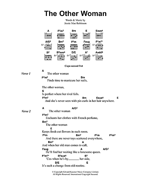 Jeff Buckley The Other Woman sheet music notes and chords arranged for Guitar Chords/Lyrics