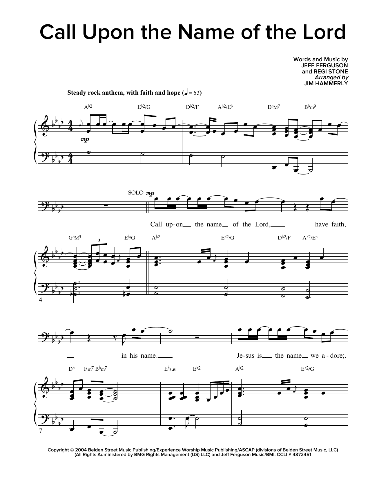 Jeff Ferguson Call Upon The Name Of The Lord sheet music notes and chords arranged for SATB Choir