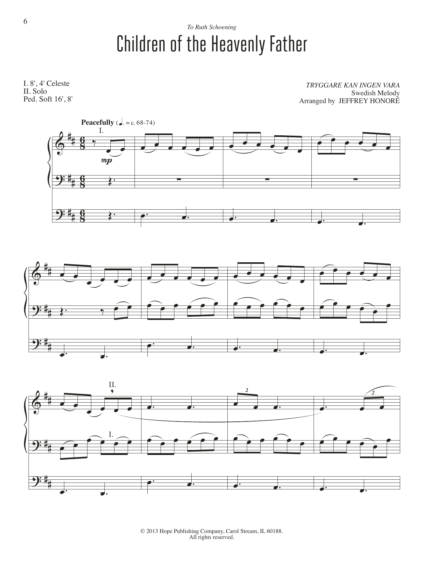 Jeffery Honore Children of the Heavenly Father sheet music notes and chords arranged for Organ