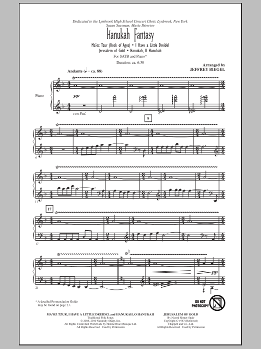 Jeffrey Biegel Hanukah Fantasy sheet music notes and chords arranged for SATB Choir