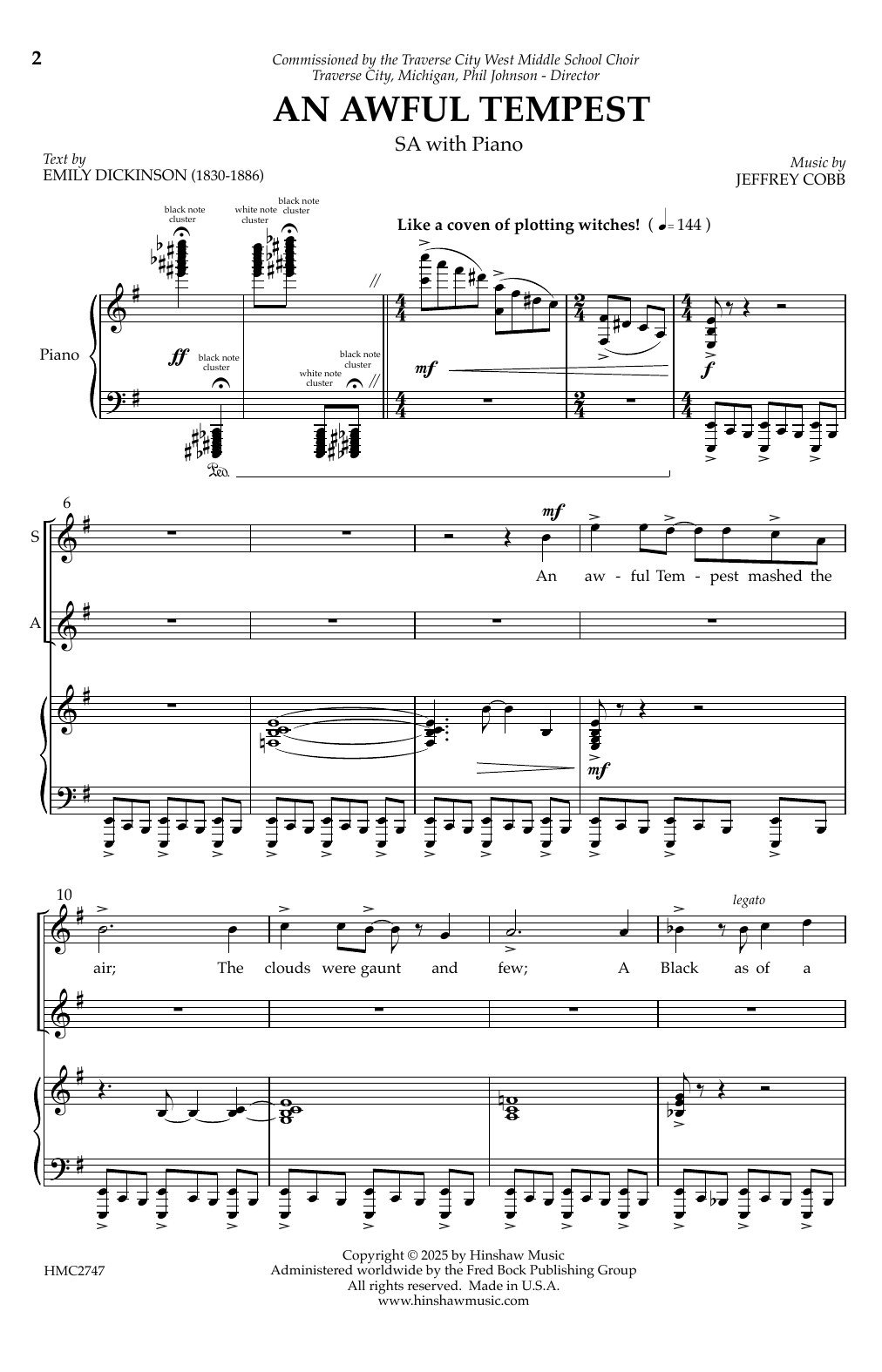 Jeffrey Cobb An Awful Tempest sheet music notes and chords arranged for Choir