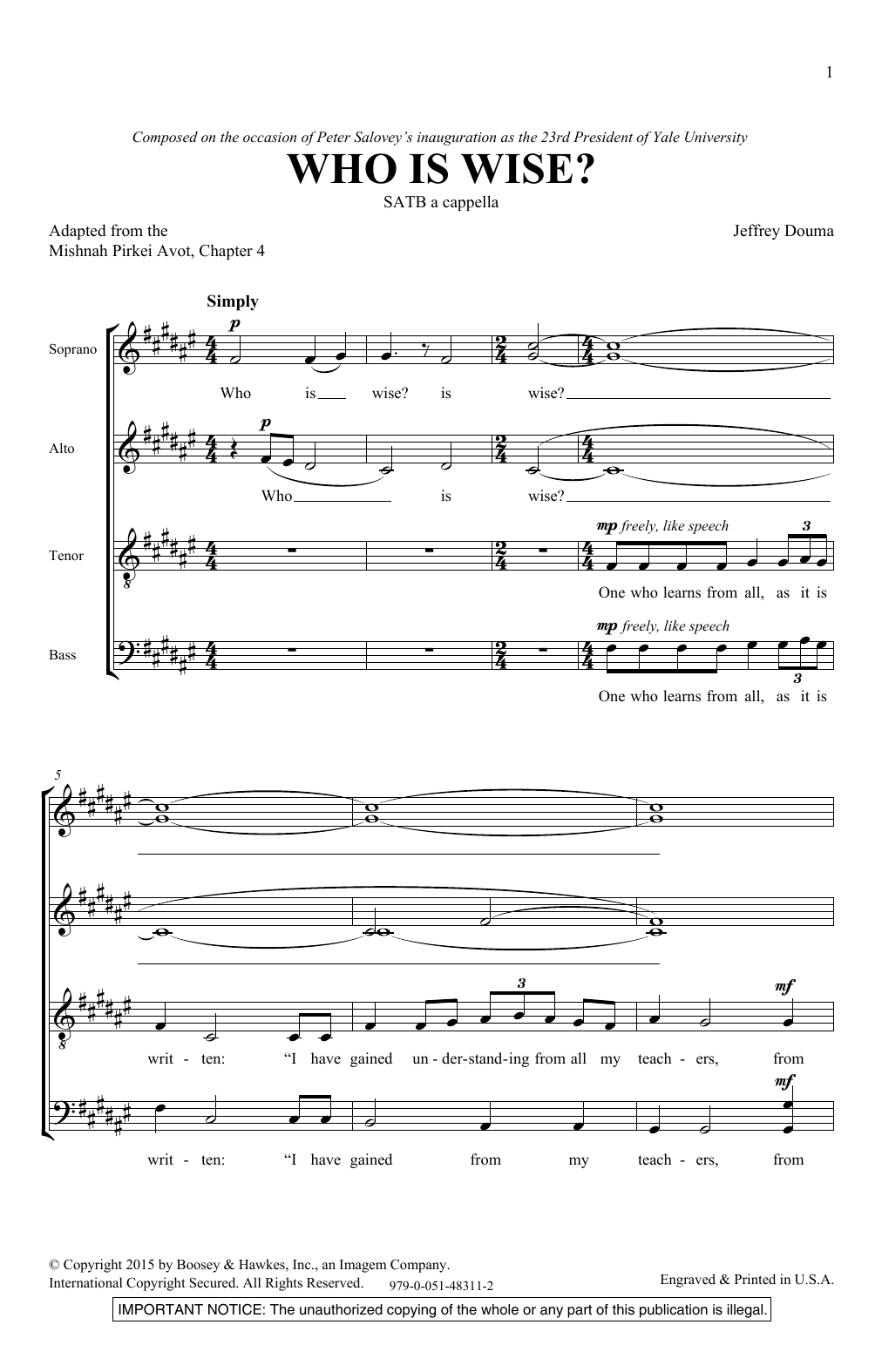 Jeffrey Douma Who Is Wise? sheet music notes and chords arranged for SATB Choir