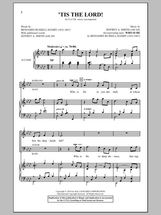 Jeffrey A. Smith 'Tis The Lord! sheet music notes and chords arranged for SATB Choir